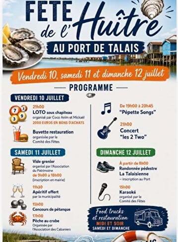 Affiche et programme de la fête de l'huitre au port de Talais